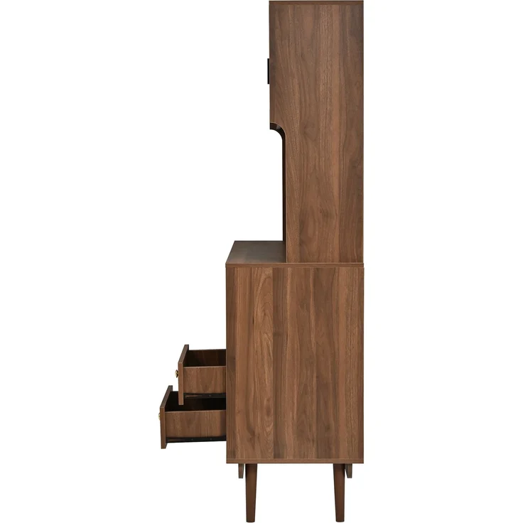 ZUBALIYA Lochplatten-Rückwand / Küchenschrank aus MDF und Spanplatte mit Kiefernholz Füßin, mit küchenbuffet mit Riffelglas-Schiebetüren und schubladen und offenen Fächern, 117.00 x 30.00 x 170.00 cm – Bild 20