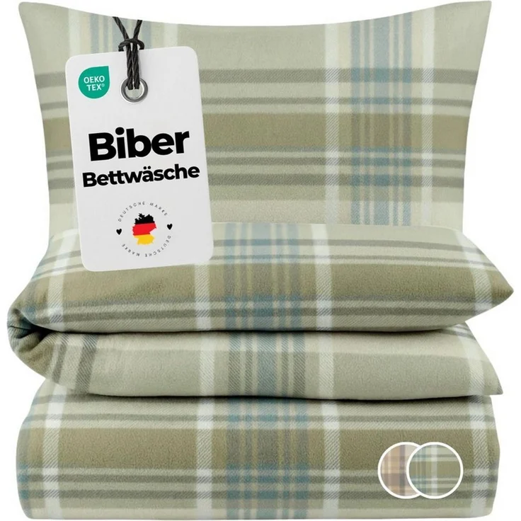 Carpe Sonno Bettwäsche Biber Warme Bettwäsche Winter Flanell Kariert Baumwolle 135x200, Biber, 2 teilig, Kuschelige Biberbettwäsche - Feinbiber - Reißverschluss - 135x200 cm – Bild 1