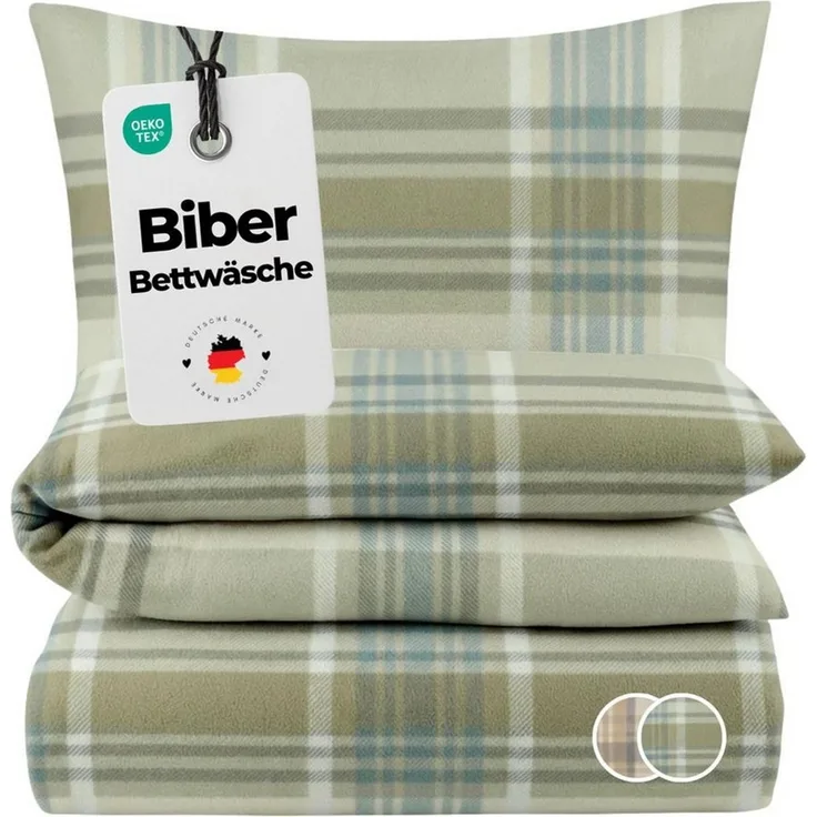 Carpe Sonno Bettwäsche Biber Warme Bettwäsche Winter Flanell Kariert Baumwolle 135x200, Biber, 2 teilig, Kuschelige Biberbettwäsche - Feinbiber - Reißverschluss - 135x200 cm