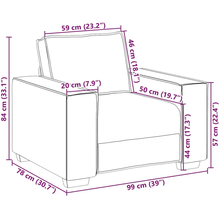 vidaXL Sofasessel, Stoff Grau, 99 x 78 x 84 cm – Bild 7
