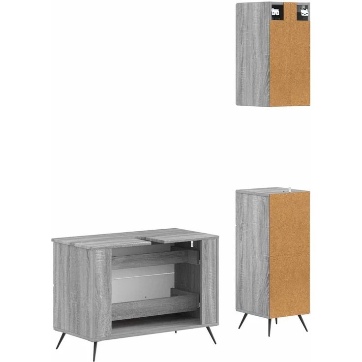 vidaXL 3-teiliges Badezimmer-Schranksystem BREDA Sonoma-Grau 3417807 – Bild 5