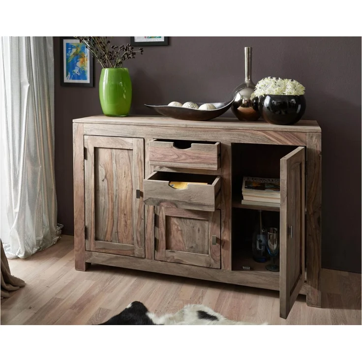 Sideboard Sheesham 130x45x85 grau geölt NATURE GREY #86 – Bild 5