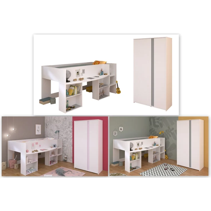 Kinderzimmer-Set >Pirouette 14< mit Hochbett und Kleiderschrank – Bild 1