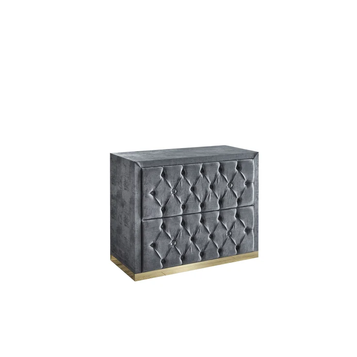 Schlafzimmer-Set "Liora" – Bett mit Bettkasten und Matratze, Nachttisch, Kommode-Anthrazit – Bild 13