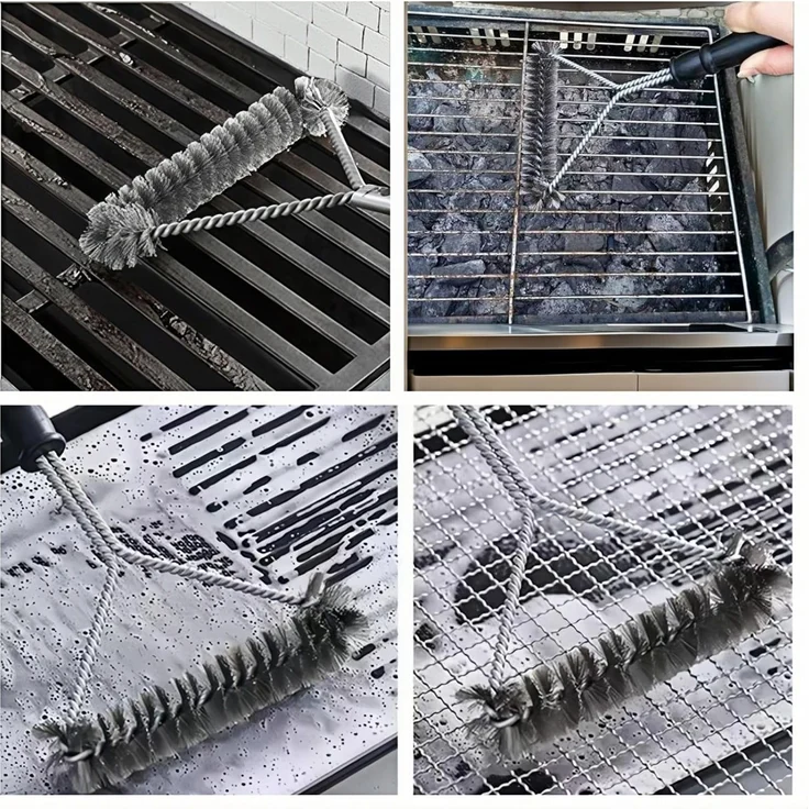 1er-Pack Grillbürste, 30 cm Edelstahl, Y-förmig, extra breiter Bürstenkopf – Bild 4
