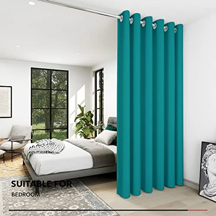 Deconovo Verdunkelungsvorhang Hitzeschutz Thermovorhang mit Ösen Türkis | 1 Stück, H214 x B203 cm, Ösenschal Vorhang, abdunkelnd, mit Sichtschutz, für Wohnzimmer und Schlafzimmer, Blackout Curtain – Bild 4