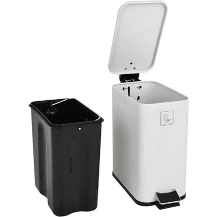 SVITA Mülleimer ST5, Treteimer, Softclose-Funktion, 5L, Stahl pulverbeschichtet, Weiß – Bild 3