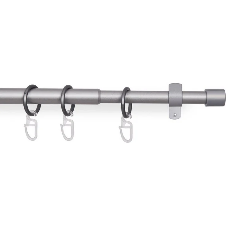 Bestlivings Gardinenstange Stilgarnitur, Ø 16 mm, ausziehbar, Wandträger, verschraubt, Metall, Vorhangstange 120-220cm inkl. Ringe mit Faltlegehaken – Bild 1