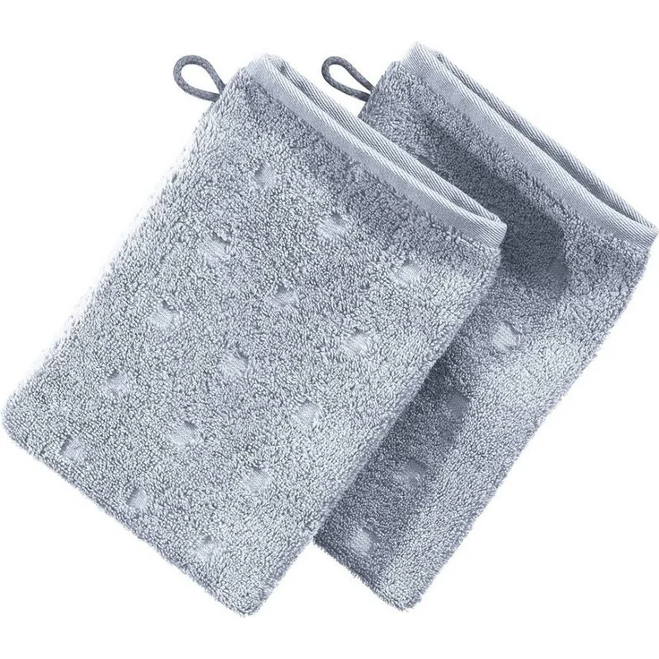 Möve Waschhandschuh Waschhandschuh 2er-Pack "Quadretti", Frottier (2-St), Walk-Frottier Uni – Bild 3