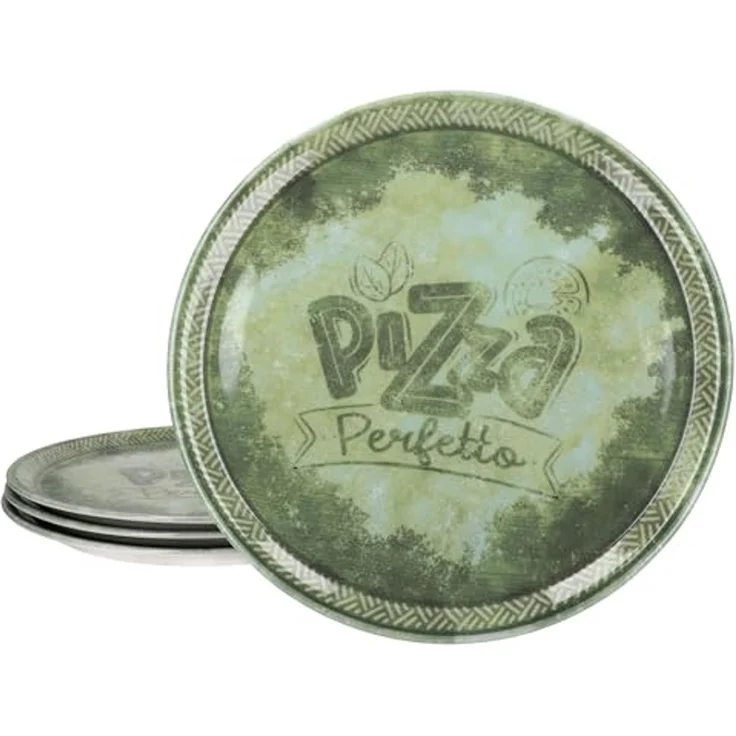 MamboCat Pizzateller 4x Perfetto Pizzateller Grün Ø 31,5 cm 4 Personen Porzellan Pizza – Bild 2