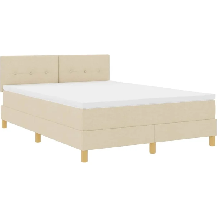 vidaXL Boxspringbett mit Kissen mit Kopfteil Creme 140 x 200 cm Stoff 3338928 – Bild 4
