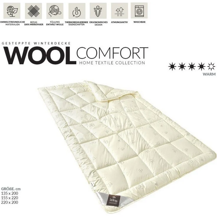 SEI Design Naturfaserbettdecke Wool Winter 155x220, Füllung: 70% Schurwolle - 30% Polyester, mit echter Schurwolle – Bild 2