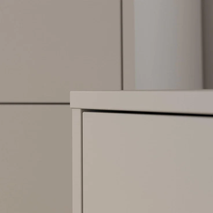 Forte Alice Springs Kommode 50, moderner Nachttisch, Beistelltisch, 2 Schubladen, Schlafzimmer, Wohnzimmer, Holzwerkstoff, Kaschmir Beige, 49,8 cm breit x 57,5 cm hoch x 34,9 cm tief – Bild 9