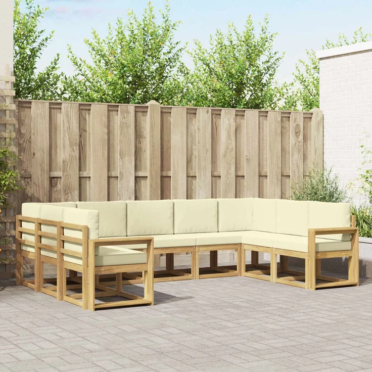 vidaXL Outdoor-Sofagarnitur 9 stk. 9-Sitzer Weiß und Creme 3388224 – Bild 1