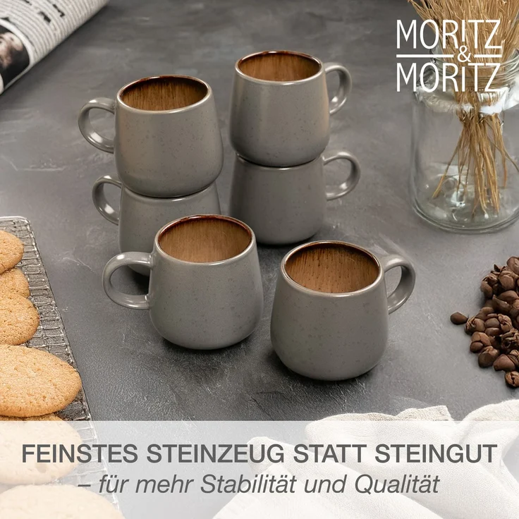 Moritz & Moritz SOLID Kaffeebecher 6er - Grau/Amber – Bild 5