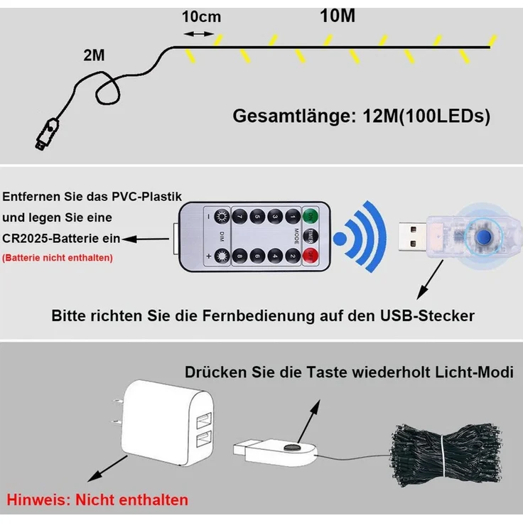 SERBASIC Lichterkette LED Innen Außen,IP44, Lichtervorhang mit 8 Modi & Timer,Weihnachtsdeko, Weihnachtsbeleuchtung für Garten, Fenster & Baum Deko – Bild 3