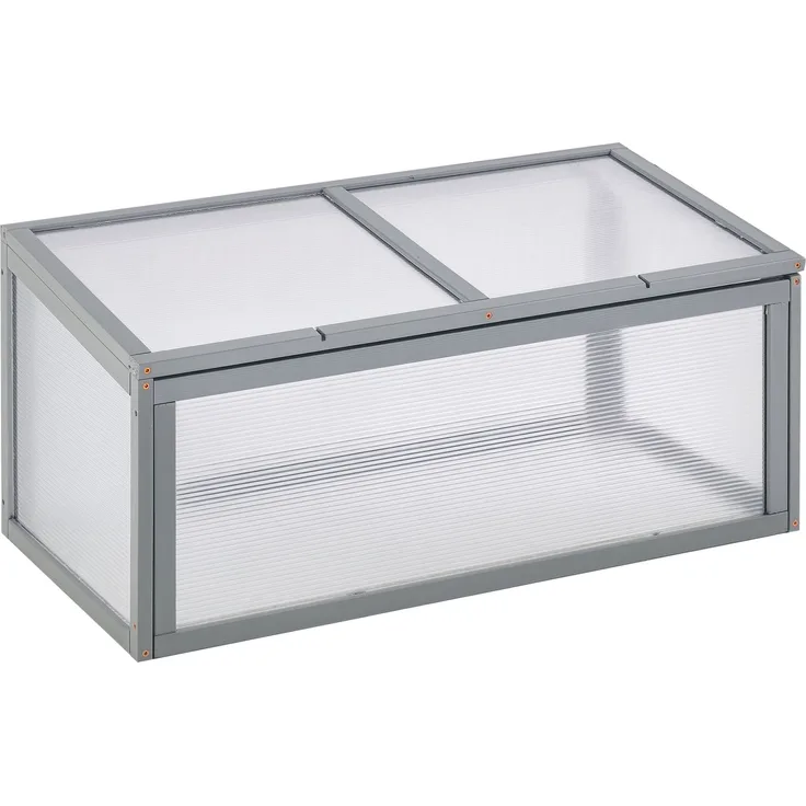 MELAYR, Frühbeet Holz und Polycarbonat Treibhaus 90 x 46 x 40 cm Gewächshaus mit Abdeckung wetterfest, Grau