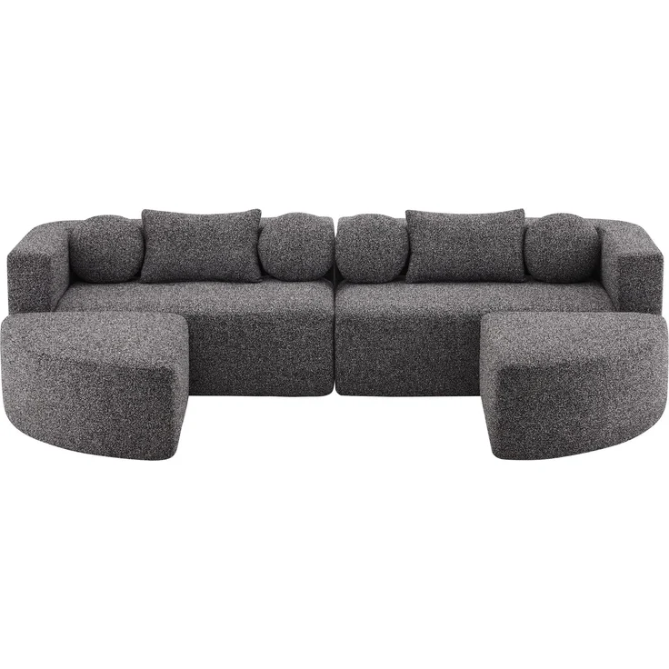 Merax 4-Sitzer Sofas, 292cm Modulare Sofa, Modulare Schlafcouch mit Schlaffunktion, Vollkomprimierte Cloud Couch, Chenille, Ohne Montage, Schwarz – Bild 10