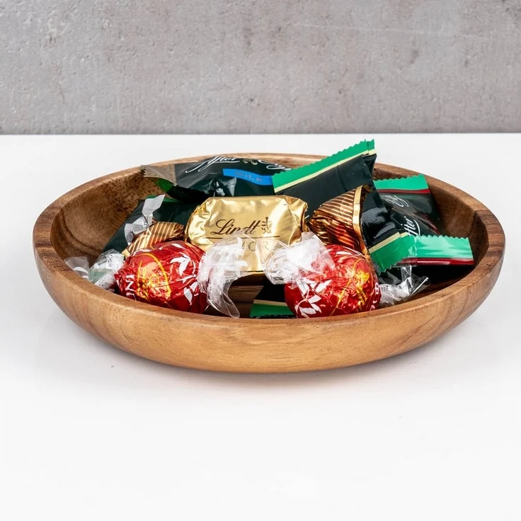 Levandeo® Dekoteller, Runder Teller Akazie Ø15cm Holzteller Snackteller Dekoteller Deko – Bild 3