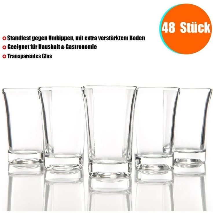 BigDean 48 Schnapsgläser 4cl spülmaschinenfest lebensmittelecht - robuste Shotgläser aus Glas für Schnäpse, Wodka, Ouzo, Sambuca, Tequila – Bild 2