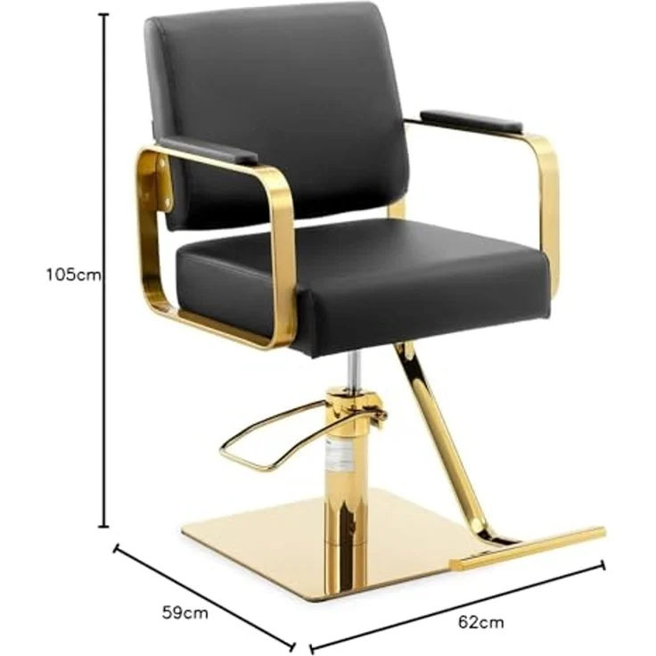 Physa Armlehnstuhl Friseurstuhl mit Fußstütze Barber-Stuhl 200 kg Otley Black Golden, Schwarz, Golden – Bild 2