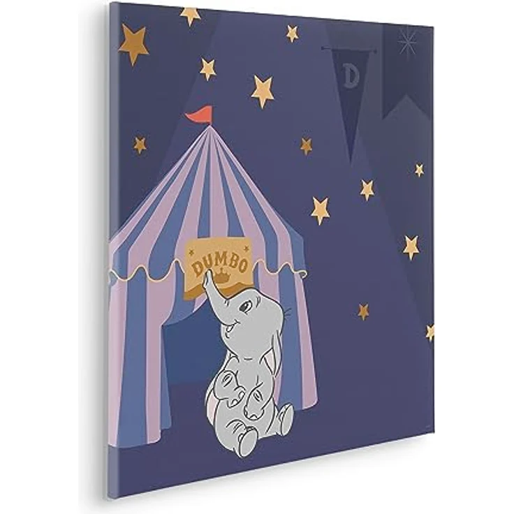 Komar Keilrahmenbild - Starry Night mit Dumbo - 60 x 60 cm - Hochwertiges Kinderzimmerbild, FSC-zertifiziert, handgefertigt in Deutschland – Bild 1
