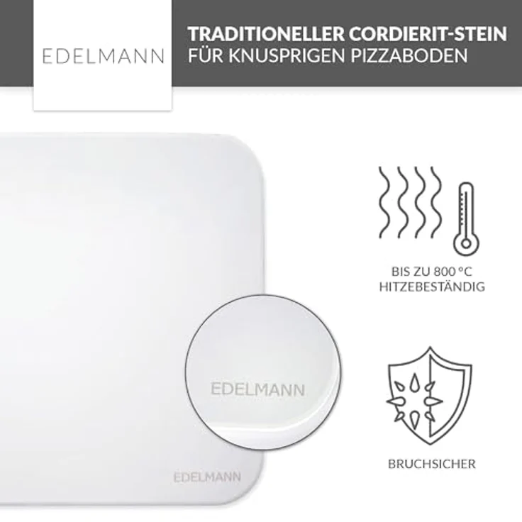 Edelmann Pizzastein Backofen & Gasgrill 3er Set + Pizzablech + Pizzaschneider – Bild 4