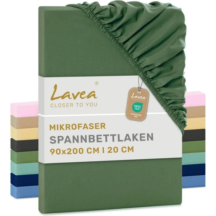 Lavea Spannbettlaken Bettlaken, Spannlaken Mikrofaser, 180x200cm, 200x200cm, (2 Stück), kühlend & atmungsaktiv, schnelltrocknend, weich, pflegeleicht – Bild 1