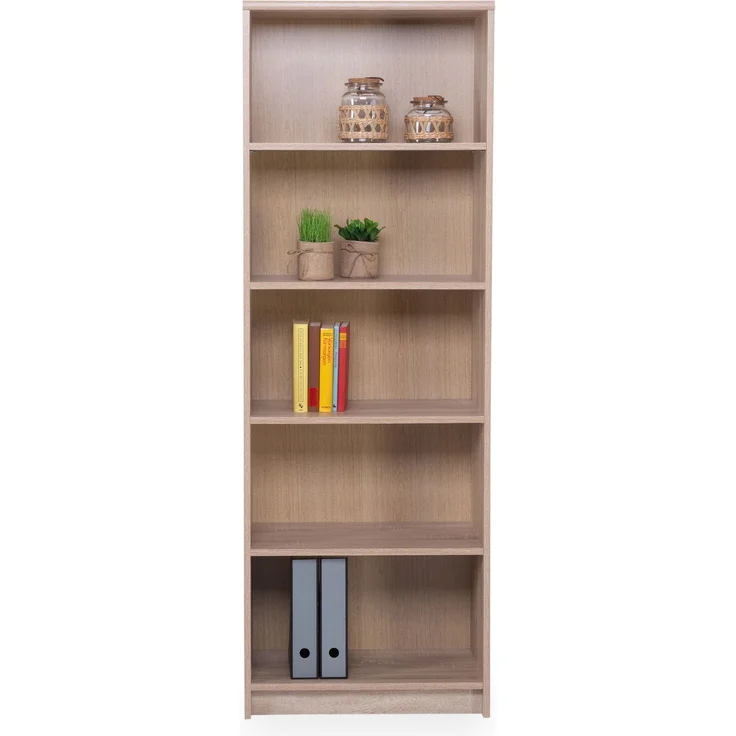 LILLY Regal Sonoma Eiche Optik - Modernes Bücherregal mit 5 offenen Fächern - Vielseitiges Büro Aktenregal Standregal mit viel Stauraum - 60 x 172 x 28 cm (B/H/T) – Bild 2