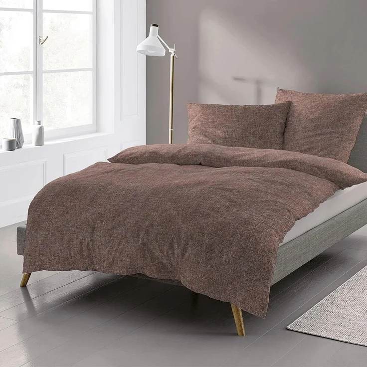 Irisette Mink Flausch Cotton Bettwäsche 155x220 uni Melange silber 8835-11 – Bild 2