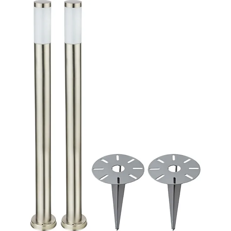 2er Set LED Edelstahl Stehleuchten, H 110 cm