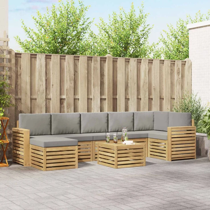 vidaXL Outdoor-Sofagarnitur 8 stk. 8-Sitzer Weiß und Hellgrau 3392241 – Bild 1