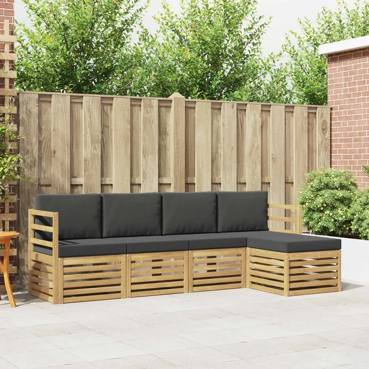vidaXL Outdoor-Sofagarnitur 5 stk. 5-Sitzer Weiß und Anthrazit 3391657