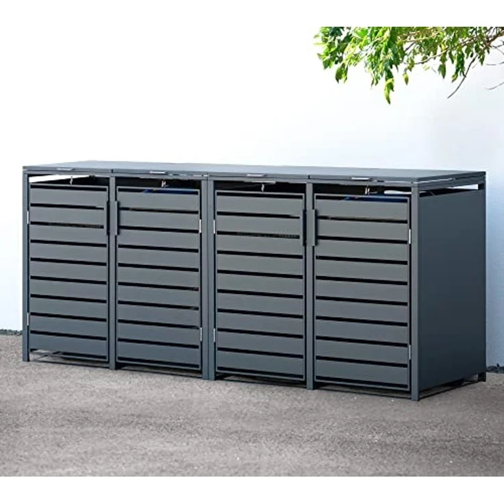 Westmann Metall Mülltonnenbox 4er Kubus | 4x240 L | Anthrazit | 68 x 80 x 116 cm – Bild 2