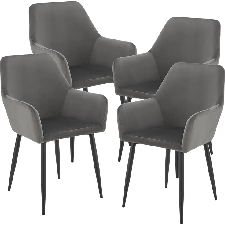 Esszimmerstuhl Hollola 4er Set Dunkelgrau [en. casa]