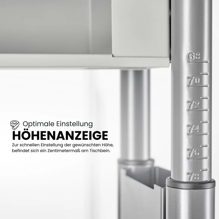 bümö höhenverstellbarer Schreibtisch Z-Serie 200x80 cm in grau, Gestell in Graphit - großer PC Tisch für's Büro manuell höhenverstellbar, Computertisch verstellbar, ZS-20-5-G – Bild 2