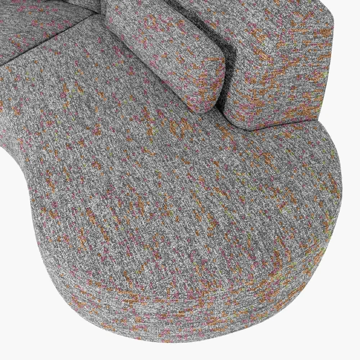 Sofa Batavier 4-Sitzer, gewebter Melange-Stoff, modern halbrund, hellbraun, großzügig gepolstert – Bild 4