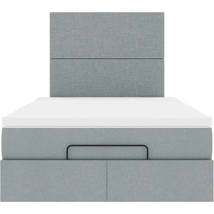 vidaXL Ottoman-Bett mit Matratze & LEDs Hellgrau 120x200 cm Stoff 3313913 – Bild 6