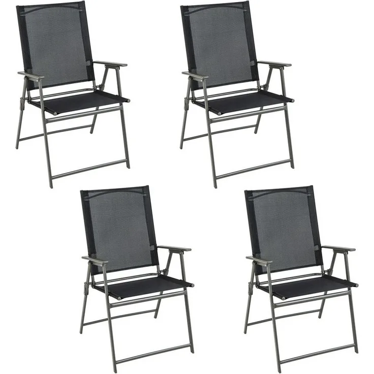 COSTWAY Gartenstuhl Klappstühle (4 St), klappbar mit Armlehnen,150kg