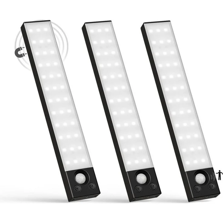 LQWELL LED Unterbauleuchte mit Bewegungsmelder, Dimmbar, Akku, USB-C Wiederaufladbar Schranklicht, LED fest integriert, Treppenlicht Nachttischlampe 22,5 cm, 1500 mAh, für Küche, Kleiderschrank, Schlafzimmer – Bild 5