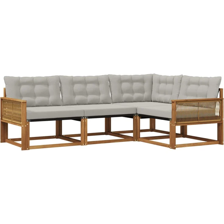 vidaXL Outdoor-Sofagarnitur mit Kissen 4 pcs Natürlich und Hellgrau 3381395 – Bild 1
