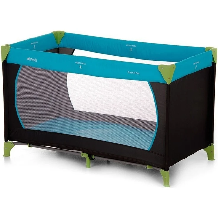 Hauck 'Dream’n Play' Reisebett 3-teilig 120x60 cm, ab Geburt bis 15 kg, inkl. Tragetasche und Einlageboden (faltbar, tragbar, leicht & kippsicher), blau – Bild 1