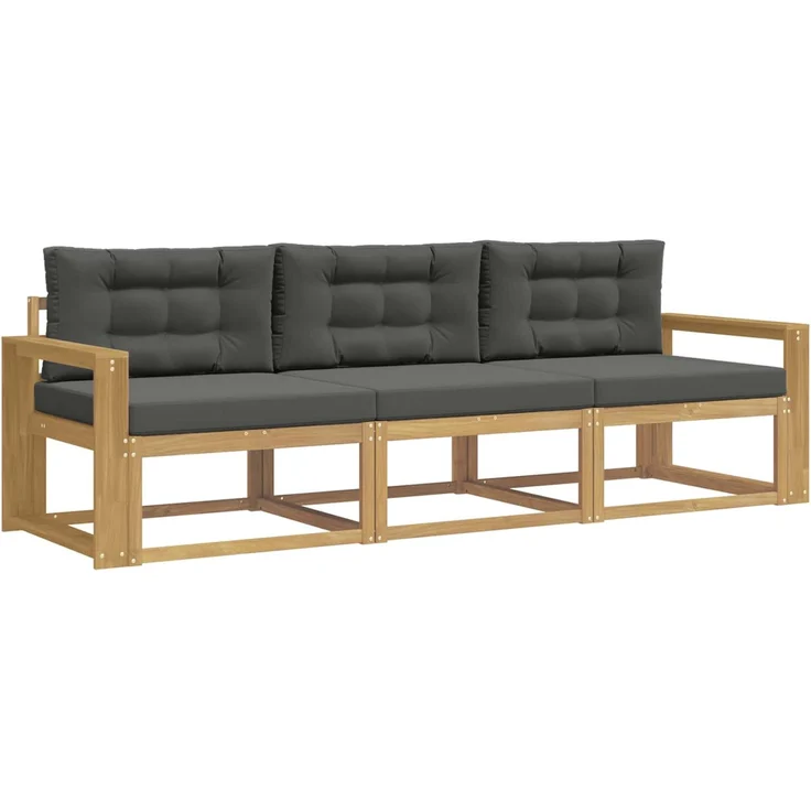 vidaXL Outdoor-Sofagarnitur 3 stk. Weiß und Anthrazit Polyester 3385996 – Bild 2
