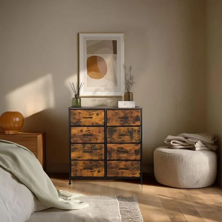 hjh LIVING Kommode mit 8 Schubladen RAGALA Light 80 x 30 x 82 cm Regalsystem Sideboard für Wohnzimmer Schlafzimmer Flur, Räuchereiche – Bild 3