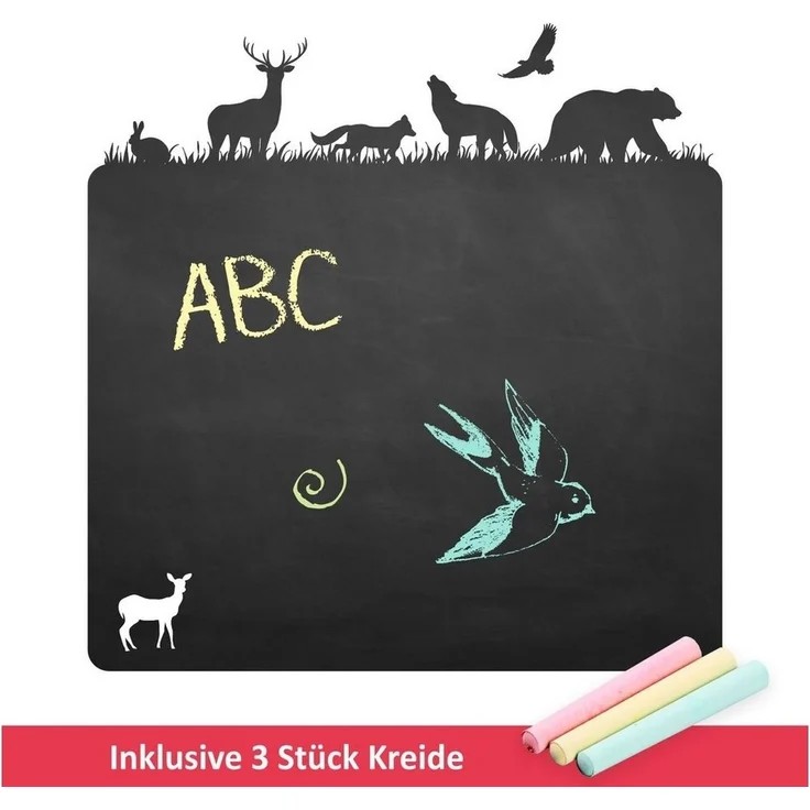 nikima Wandtattoo Waldtiere (Folie), selbstklebende Tafelfolie/ Kreidefolie inkl. 3 Stück Kreide – Bild 2