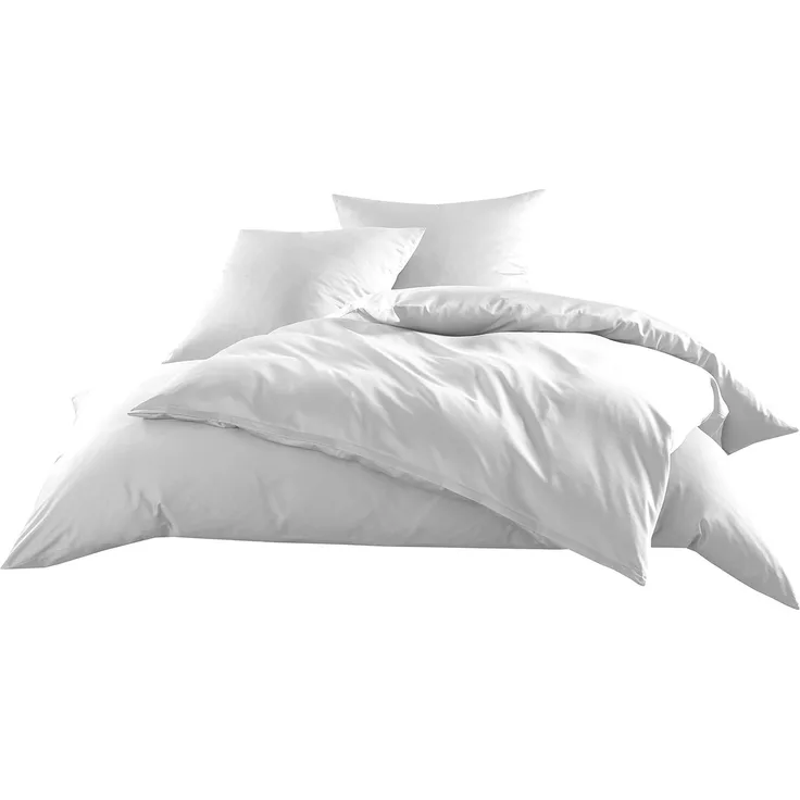 Bettwaesche-mit-Stil Mako-Satin / Baumwollsatin Bettwäsche uni / einfarbig weiß Kissenbezug 40x80 cm