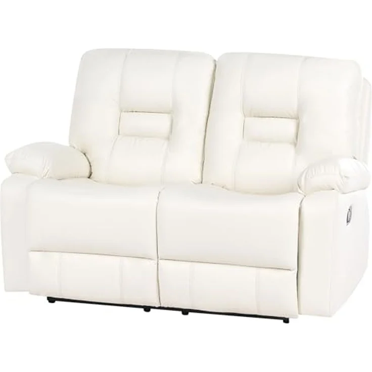 Sofa Set manuell verstellbar 4-Sitzer BERGEN Kunstleder Weiß – Bild 5