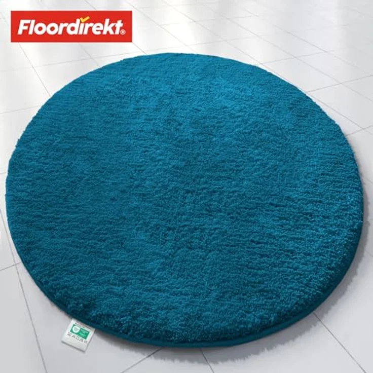 Floordirekt Badematte Sky, Rund Badteppich 120 cm, rutschfest, waschbar, schadstoffgeprüft, petrol – Bild 2