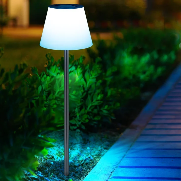 Solar LED Gartenlampe 90 x 18 cm kaltweiß Stehlampe Solarleuchte – Bild 2