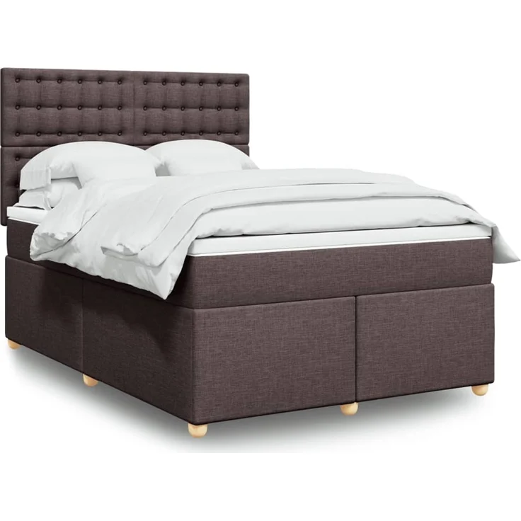 vidaXL Boxspringbett mit Matratze Dunkelbraun 140x190 cm Stoff 3293592 – Bild 1